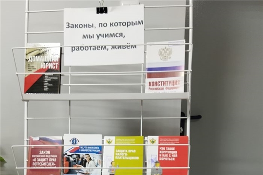 Выставка правового просвещения «Законы, по которым мы учимся, работаем, живём» в Тойгильдинской сельской библиотеке Выставка правового просвещения «Законы, по которым мы учимся, работаем, живём» в Тойгильдинской сельской библиотеке